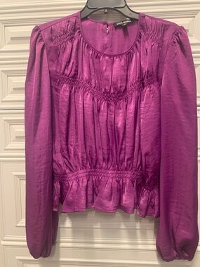 Pink Satin Blouson Top. Size Medium